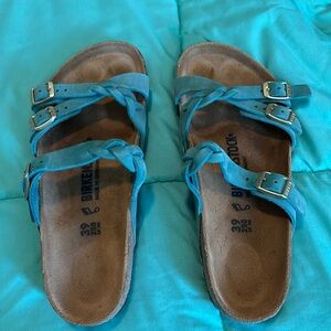 EUC Birkenstock Oiled Leather Franca Braided in Biscay Bay, EU size 39